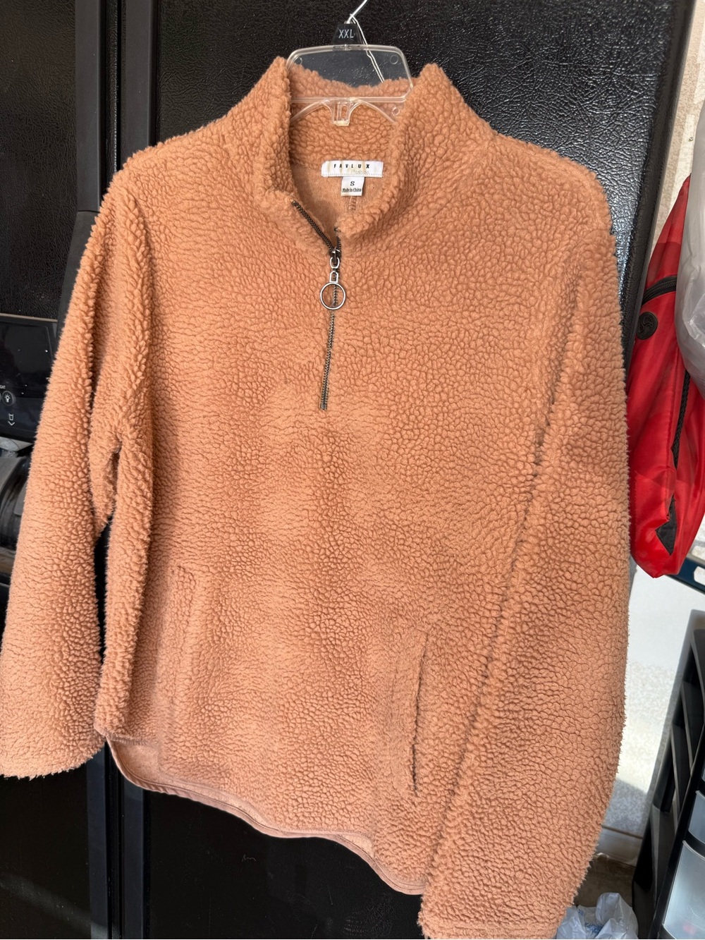 FAVLUX Caramel Teddy Sherpa Half-Zip Pullover